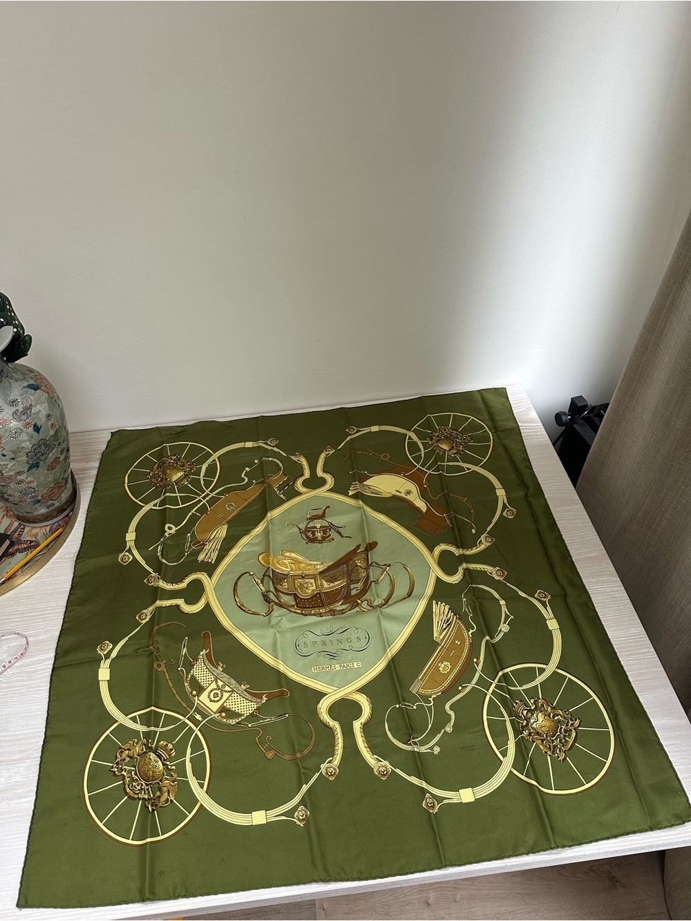 Hermes Scarf “Springs” Philippe LeDoux 1974 Silk